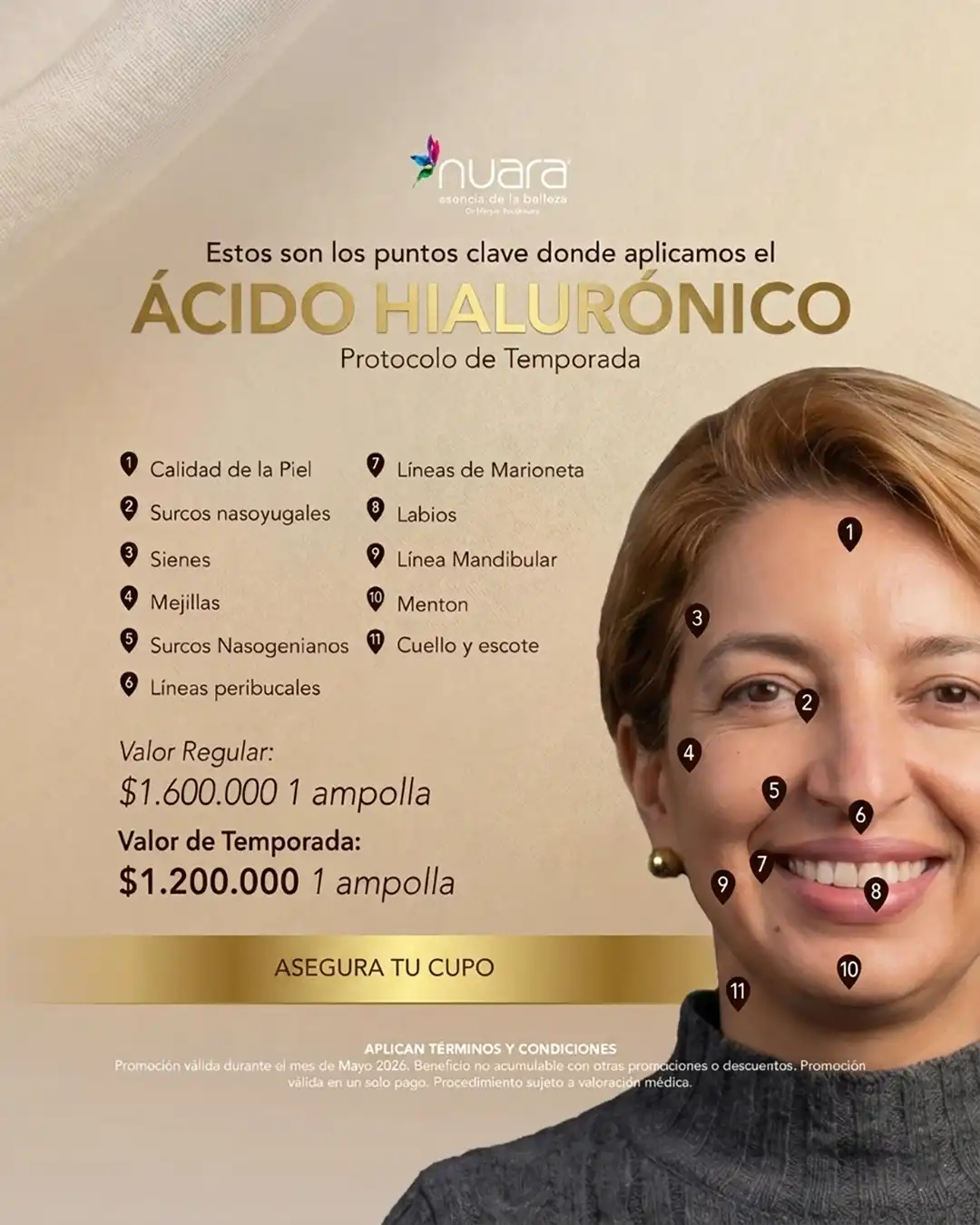 Promoción de Ácido Hialurónico en Nuara Bogotá - Mayo 2026