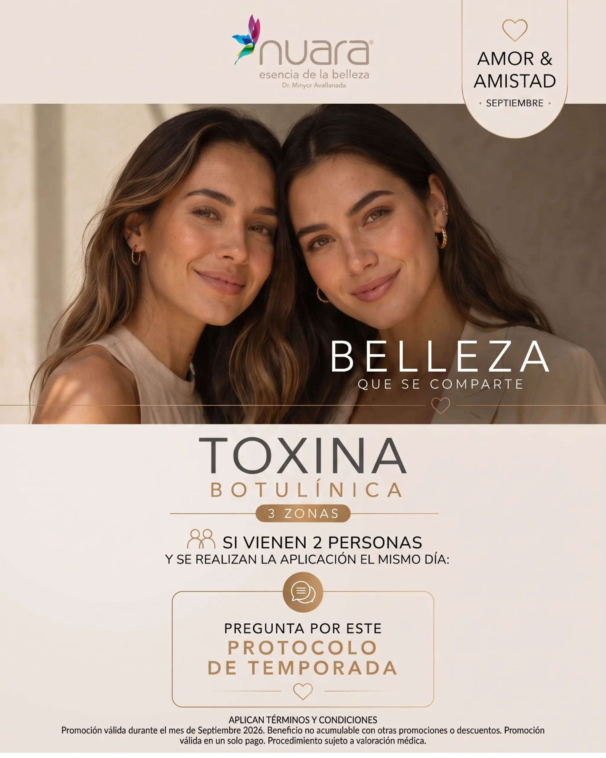 Protocolo de temporada Toxina Botulínica 3 zonas en Nuara Bogotá - Septiembre 2026
